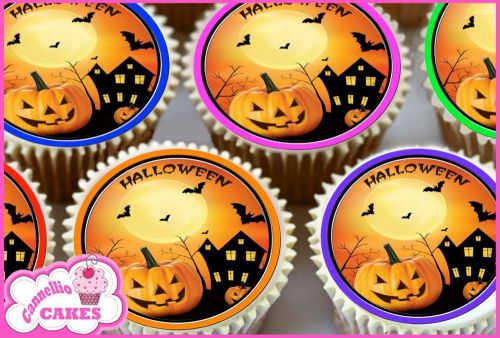 24 X HALLOWEEN IMAGES - EDIBLE CUP CAKE TOPPERS RICE PREMIUM PAPER 8903