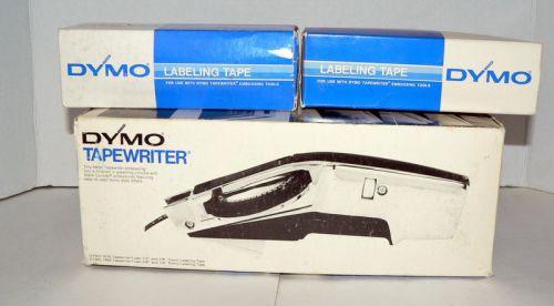 Vintage Dymo 1550 Tapewriter Kit Label Maker Chrome 20 Rolls Tape Lot Bundle
