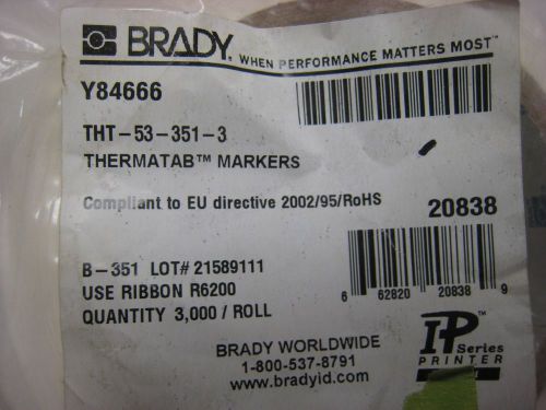 Brady Thermatab Marker THT-53-351-3  Y84666  3000 labels use R6200 Ribbon 2x1/2&#034;