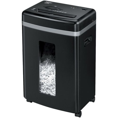 Fellowes B-121C Cross-Cut Professional Paper Shredder sheds 12 sheets at a time