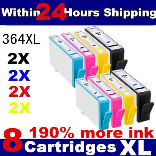 8 CHIPPED INK CARTRIDGES FOR HP 364 XL PHOTOSMART PRINTER 2 Black XL 2 C 2 M 2 Y