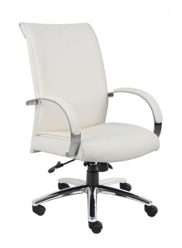 B9431 boss white caressoftplus executive high back office chair w/chrome base for sale