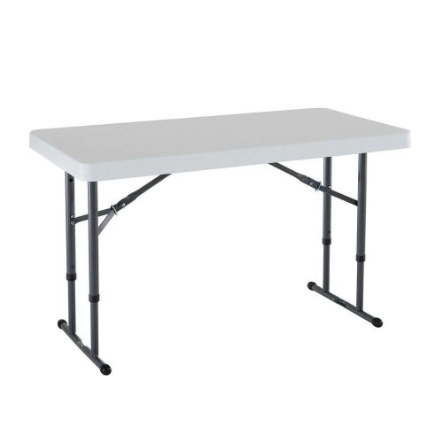 4-Foot Commercial Adjustable Height Folding Table White Family Dinner Holiday