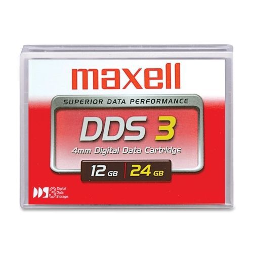 Maxell 4mm dds-3 tape cartridge - dds-3 - 12 gb  / 24 gb  - 393.70 ft tape for sale