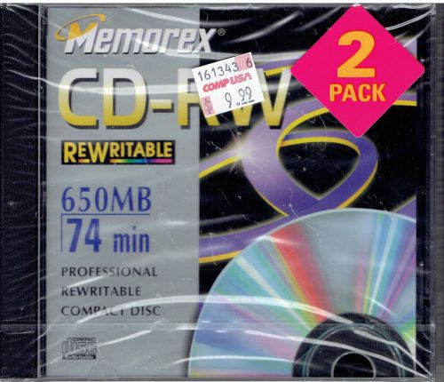 Memorex CD-RW 2 pack 650MB 74 min Standard Case Brand new sealed