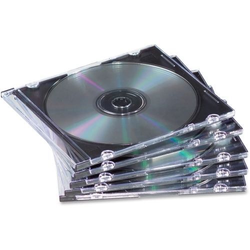 Fellowes Slim CD/DVD Case - Jewel Case - Plastic - Clear, Black - 50/Pack
