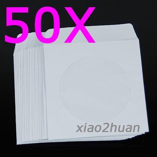 50 pcs Paper CD DVD Flap Sleeves Case Cover Envelopes 5inch New