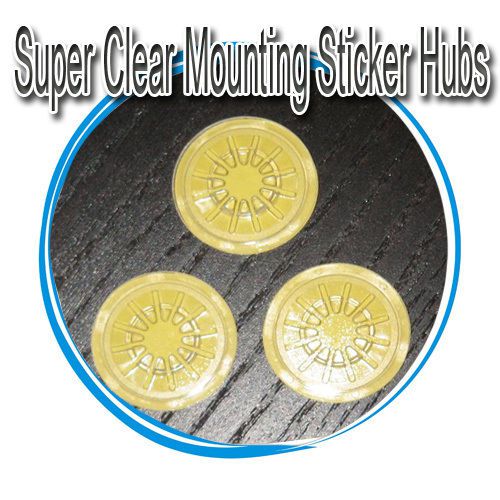 100-pack Clear Plastic CD DVD Hub Center Buttons Mounting Sticker Dots Spots