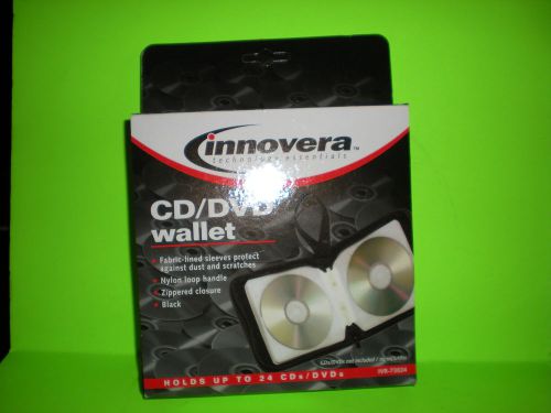 Innovera IVR 73024 CD/DVD Wallet, Holds 24 Disks, Black Innovera Retail Ready