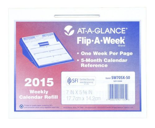 AT-A-GLANCE Flip-A-Week 2015  Desk Calendar Weekly Refill,  (SW705X-50)