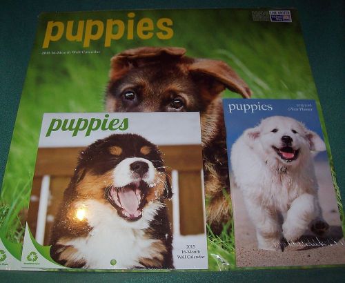 2015 Wall Calendar 16 Month 2 Year Purse Planner Smile Maker Puppies Puppy Dog