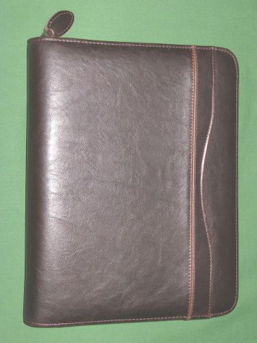 DESK 1&#034;  BROWN FAUX-LEATHER Day Timer Planner BINDER Franklin Covey Classic 9142