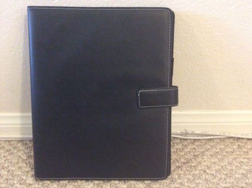 Black Leather Pad Folio Interior Pockets 8&#034;x11&#034; Pad