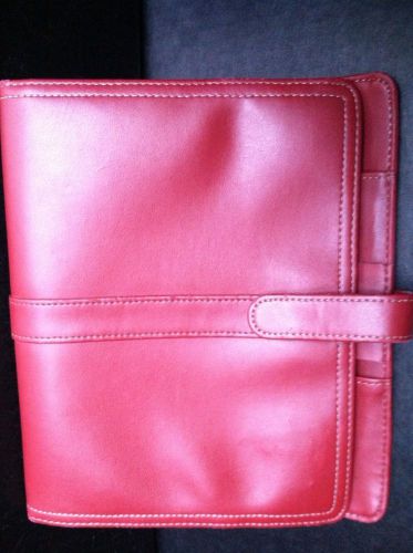 RED Pleather DAY-TIMER Planner/Binder Classic DESK 1&#034; Rings empty unstructured