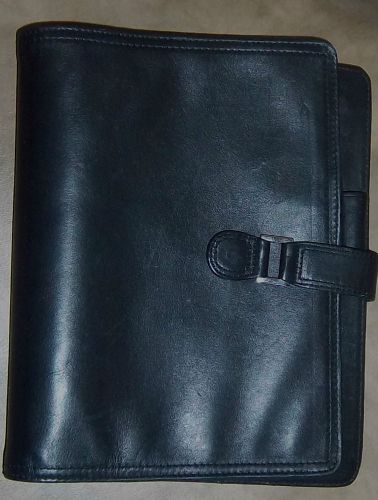 FRANKLIN COVEY Black Nappa Leather Classic Size Cover &amp; Binder w/ extra inserts