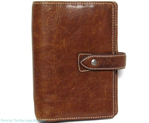 Filofax malden 7-1/2 inch personal organzier antiqued brown leather for sale