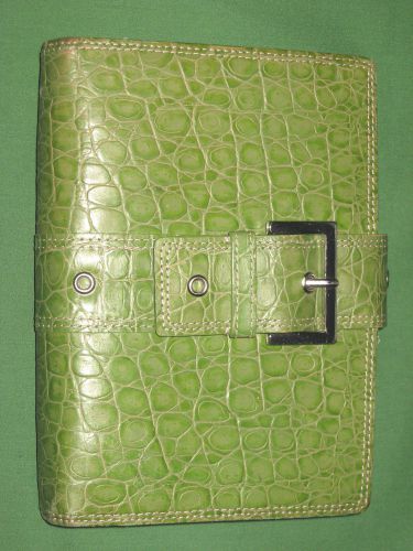COMPACT ~1.0&#034;~ Green REPTILE LEATHER Nordstrom Planner BINDER Franklin Covey