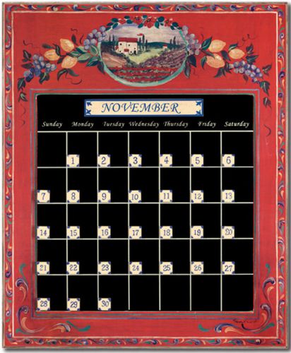 Stupell Industries Red Tuscan Magnetic Tile Perpetual Calendar