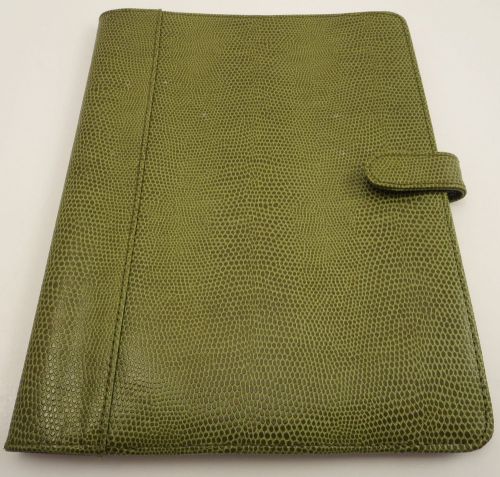Franklin covey green crocodile leather notepad cover portfolio organizer planner for sale