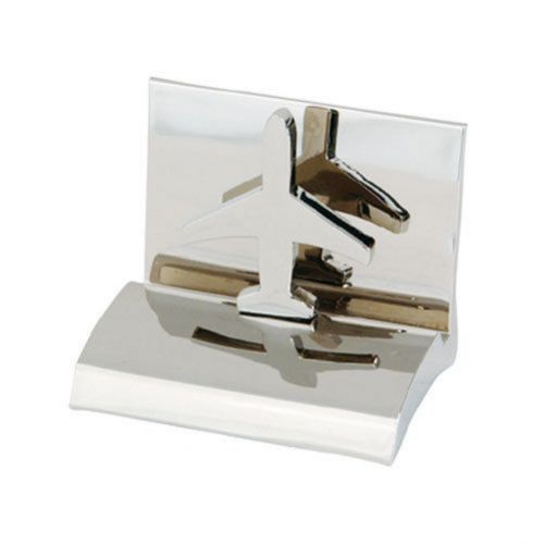 Office Desk Chrome Metal Business Card Holder - Airplane