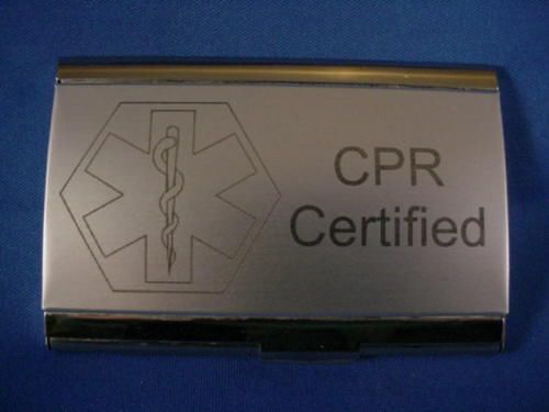 Cpr certified  deluxe business card holder new  holds 12 business cards nurse dr for sale