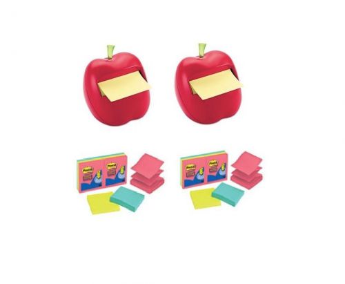 Lot of 2 new post-it apple pop-up note dispenser + 1180 3&#034; x 3&#034; refill notes for sale