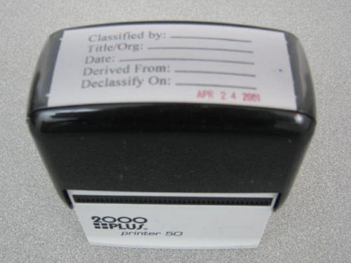 2000 Plus Self Inking Ink Stamp &#034;Classified By &#034; Large