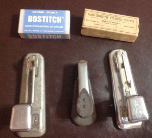 Vintage Lot Of Staplers and Staples --2 Arrow 22 Staplers + Bostitch Staples