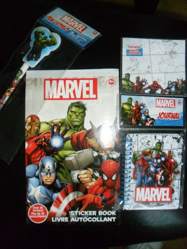 4 Pieces of  Marvel 1-Journal 1-Sticky Notes 1-Pen and 1- STICKER BOOK OVER 30