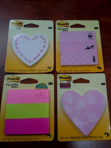 MIP 4 (FOUR)Assorted TRENDY POST-IT STICKY NOTES, LOVE NOTE, LOVE LETTER, HEARTS