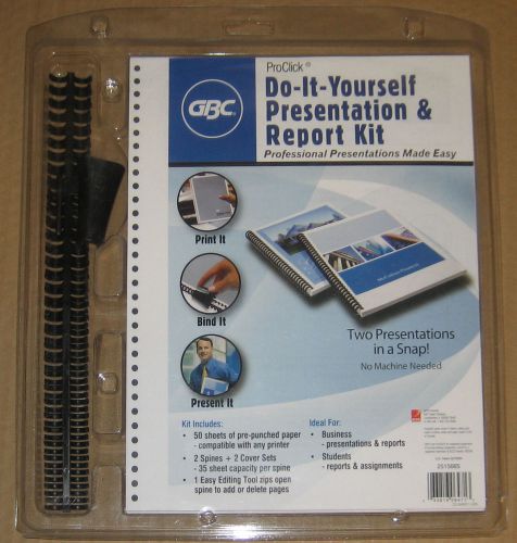 GBC ProClick Presentation Kit, 50 sheets, 2 cover sets &amp; 5/16&#034; spines per pack