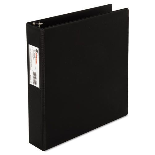 Suede finish vinyl round ring binder with label holder, 1-1/2&#034; capacity, black for sale