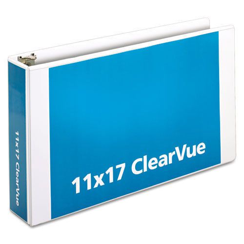 Tabloid ClearVue Slant-D Ring Binder, 3&#034; Capacity, 11 x 17, White