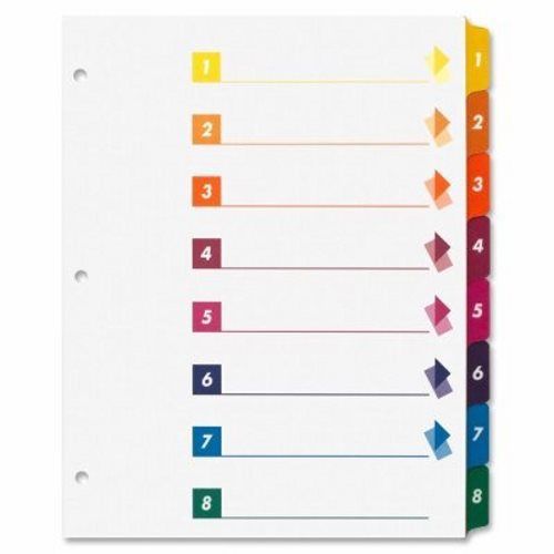 Sparco Index Dividers W/Table Of Contents, 1-8, 8 Tab, 24/ST,Multi (SPR21909)