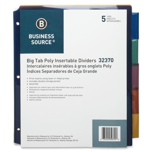 Business Source Double Pocket Index Divider - 5/Set - Multicolor- BSN32370