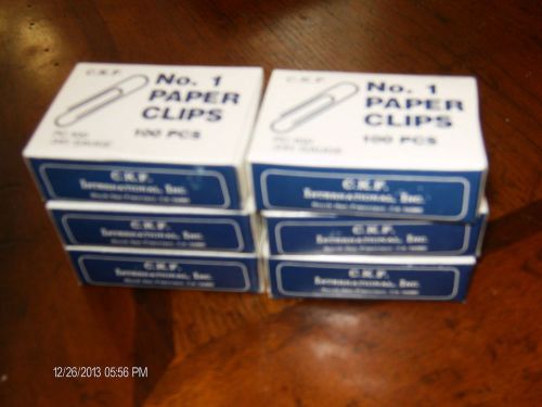 6 BOXES / 100 BOX  C. K. F. INDUSTRIES INC. NO 1 PAPER CLIPS .041 GUAGE