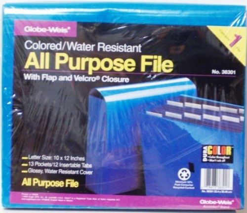 GLOBE WEISS - ALL PURPOSE FILE W/ FLAP &amp; VELCRO CLOSURE - BLUE - WATER RESISTANT