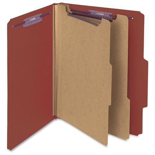 Smead 14075 red pressboard classification folder with safeshield fasteners - for sale