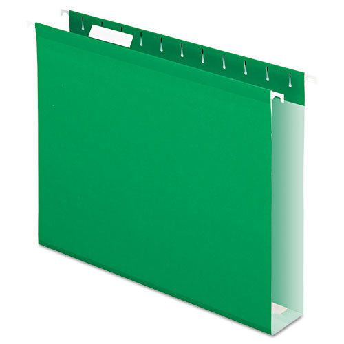 Reinforced 2&#034; extra capacity hanging folders, letter, bright green, 25/box for sale