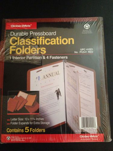 New 1 Box (5) classification folders 1 Interior Partition And 4Fasteners durable