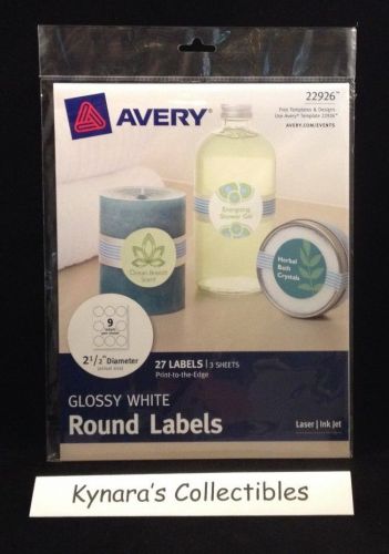 Avery Print-to-the-Edge Glossy White 27 Round Labels 22926  2-1/2&#034; Diameter