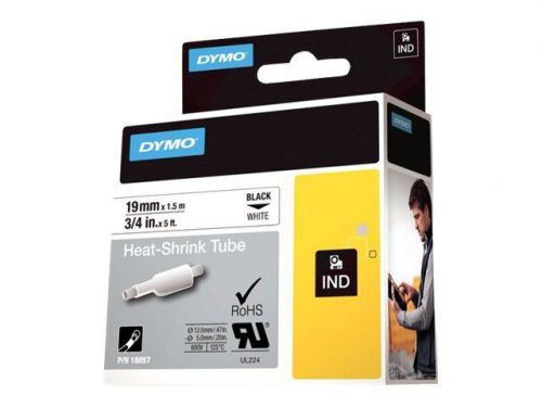 Dymo rhinopro heat shrink tubing - heat shrink polyolefin sleeves - black  18057 for sale