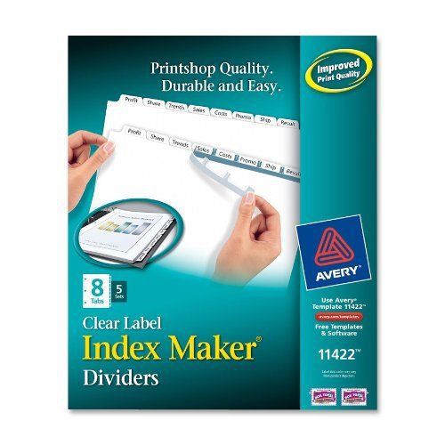 Avery Index Maker Copier Clear Label Divider - Blank - 5 Tab[s]/set - (ave11422)