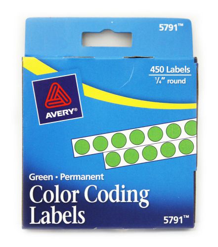 Avery 450 1/4&#034; round color coding labels 5791 (green) pack of 12 for sale