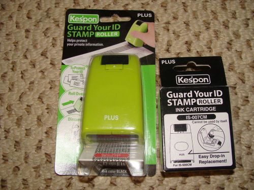Kespon Guard Your ID Roller Stamp, Green New Plus Extra Ink Cartridge