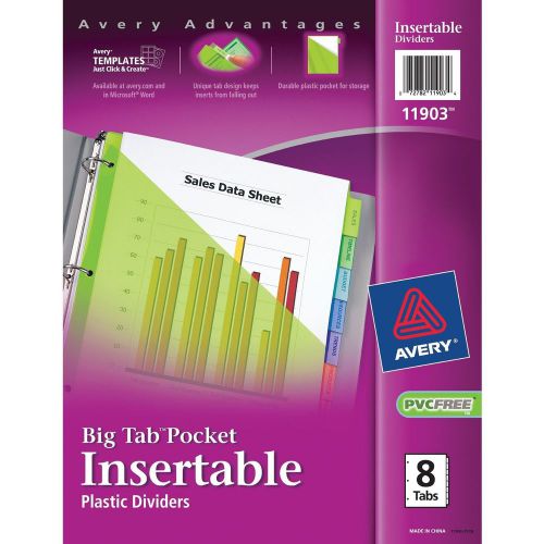 Avery Worksaver Big Tab Plastic Dividers with Slash Pocket, 8 Tab (8.5 x 11)