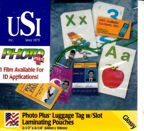 100 EA PHOTO PLUS LUGGAGE TAGS W/SLOT 5 MIL LAMINATING POUCHES