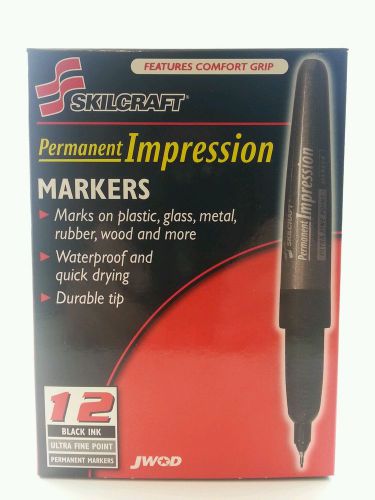 SKILCRAFT Permanent Impression Ultra Fine Tip Marker - Black Ink