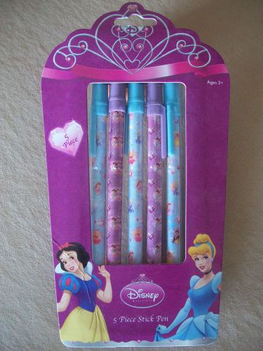 Disney Princess Set Of 5 Stick Pens By Tri-Coastal Design, BRAND NEW IN PACKAGE!