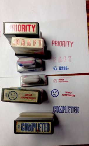 6 Preinked Stamps Used But Working Office School Red Or Blue Ink